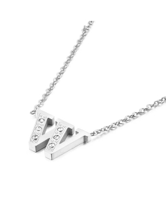 Temperament Fashion Inlaid Zircon 26 English Letters Stainless Steel Necklace Wholesale
