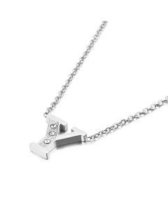 Temperament Fashion Inlaid Zircon 26 English Letters Stainless Steel Necklace Wholesale