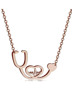 Electrocardiogram Stethoscope Pendant Titanium Steel Necklace Wholesale Jewelry
