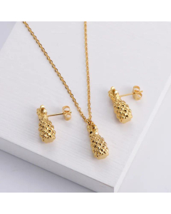 Wholesale Fruit Pineapple Pendant Necklace Earrings Set -01