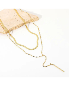 Double Snake Chain Rope Necklace Simple Stainless Steel Wholesale
