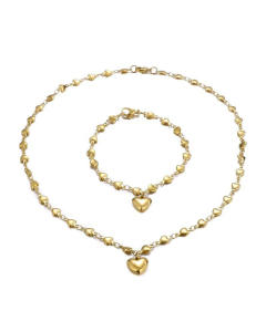Women's Jewelry Titanium Steel Heart Shape Clavicle Heart-Shaped Combination Set Wholesale-Gold Color-01