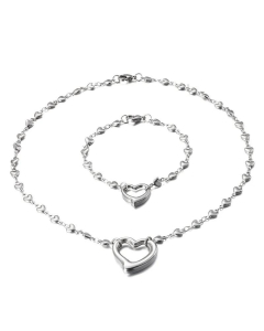 Women's Jewelry Titanium Steel Heart Shape Clavicle Heart-Shaped Combination Set Wholesale
