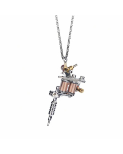 Retro Creative Tattoo Long Chain Titanium Steel Tattoo Machine Necklace Wholesale