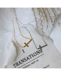 18K Smooth Cross Pendent Titanium Steel Necklace Wholesale