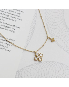 White Fritillary Cross Station Chain Titanium Steel Plated Necklace Wholesale