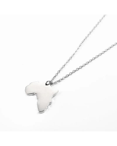 18K Fashion Simple Africa Map Stainless Steel Necklace Earring Sets Wholesale-Steel Color-01