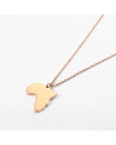 18K Fashion Simple Africa Map Stainless Steel Necklace Earring Sets Wholesale-Rose Gold Color-01
