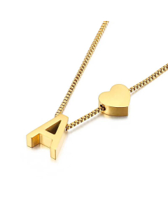 Wholesale New 26 Letters Titanium Steel Heart Pullable Necklace