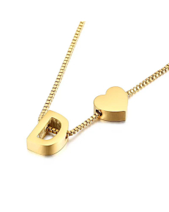 Wholesale New 26 Letters Titanium Steel Heart Pullable Necklace