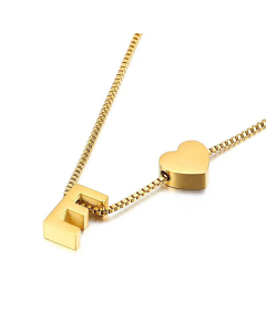 Wholesale New 26 Letters Titanium Steel Heart Pullable Necklace