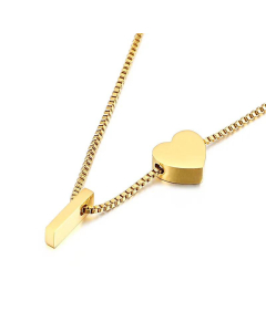 Wholesale New 26 Letters Titanium Steel Heart Pullable Necklace