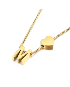 Wholesale New 26 Letters Titanium Steel Heart Pullable Necklace
