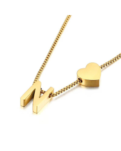 Wholesale New 26 Letters Titanium Steel Heart Pullable Necklace