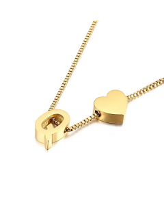 Wholesale New 26 Letters Titanium Steel Heart Pullable Necklace