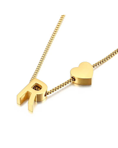 Wholesale New 26 Letters Titanium Steel Heart Pullable Necklace