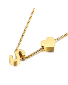 Wholesale New 26 Letters Titanium Steel Heart Pullable Necklace