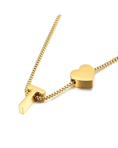 Wholesale New 26 Letters Titanium Steel Heart Pullable Necklace