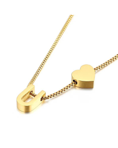 Wholesale New 26 Letters Titanium Steel Heart Pullable Necklace