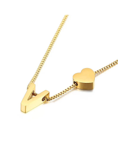 Wholesale New 26 Letters Titanium Steel Heart Pullable Necklace