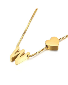Wholesale New 26 Letters Titanium Steel Heart Pullable Necklace