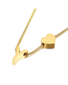 Wholesale New 26 Letters Titanium Steel Heart Pullable Necklace
