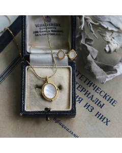 Wholesale White Shell Oval Round Bead Necklace Ear Stud Sets Titanium Steel