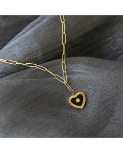 Fashion Medium Long Titanium Steel 18K Black Peach Heart Plated Necklace Wholesale