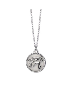 Wholesale 18K Retro Small Round Coin Titanium Steel Horus Eye Necklace 