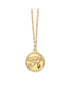 Wholesale 18K Retro Small Round Coin Titanium Steel Horus Eye Necklace 