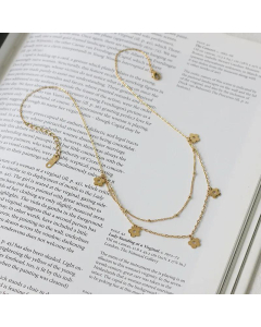 18K Double-Layer Five Flower Titanium Steel Necklace Wholesale