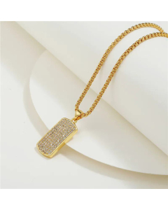Retro Inlaid Zircon Metal Necklace Copper Stainless Steel Chain Wholesale