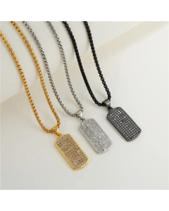 Retro Inlaid Zircon Metal Necklace Copper Stainless Steel Chain Wholesale