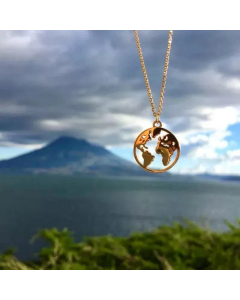 Wholesale 14K Simple Hollow Earth Titanium Steel Planet Universe Necklace