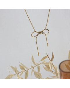 14K Snake Bone Titanium Steel Bowknot Necklace Wholesale
