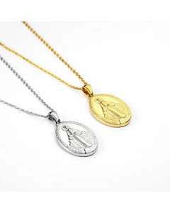 Buddha Stainless Steel Oval Tag Gold-Plated Necklace Wholesale
