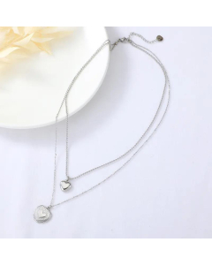 Double-Layer Heart Pendant Stainless Steel Necklace Wholesale Jewelry 