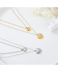 Double-Layer Heart Pendant Stainless Steel Necklace Wholesale Jewelry 