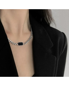 Jewelry Simple Black Diamond Titanium Steel Necklace Wholesale