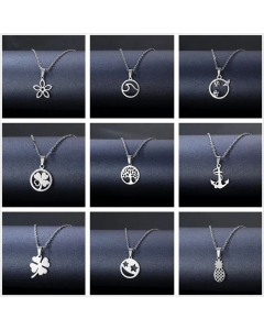 Wholesale Jewelry Flower Love Stainless Steel Hollow Star Tree Necklace
