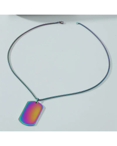 Colorful Metal Glossy Tags Necklace Wholesale Stainless Steel 