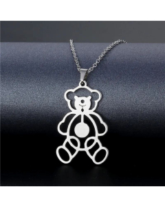 Jewelry Hollow Bear Pendant Stainless Steel Necklace Wholesale 