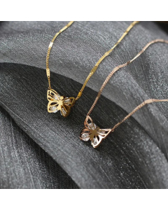 Wholesal Hollow Butterfly Inlaid Zircon Titanium Steel Necklace