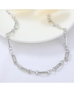Wholesale Jewelry Rectangular Twist Chain Stitching Necklace Stainless Steel 