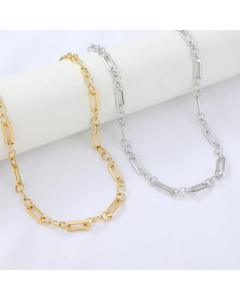 Wholesale Jewelry Rectangular Twist Chain Stitching Necklace Stainless Steel 