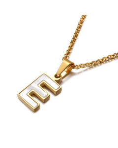 Wholesale English 26 Letters Titanium Steel White Shell Necklace