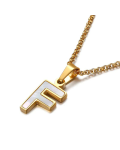 Wholesale English 26 Letters Titanium Steel White Shell Necklace