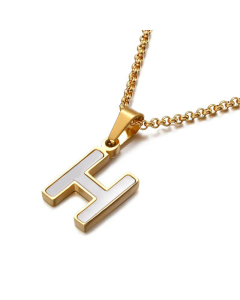 Wholesale English 26 Letters Titanium Steel White Shell Necklace