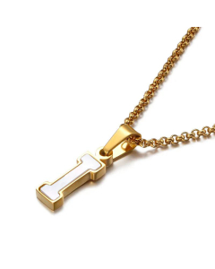 Wholesale English 26 Letters Titanium Steel White Shell Necklace