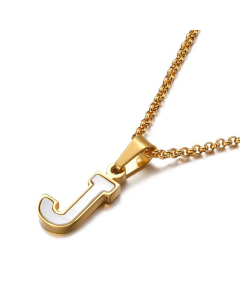 Wholesale English 26 Letters Titanium Steel White Shell Necklace